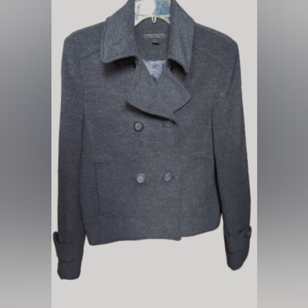EUC Express Design Studio Cashmere Blend grey side slit pockets double breasted